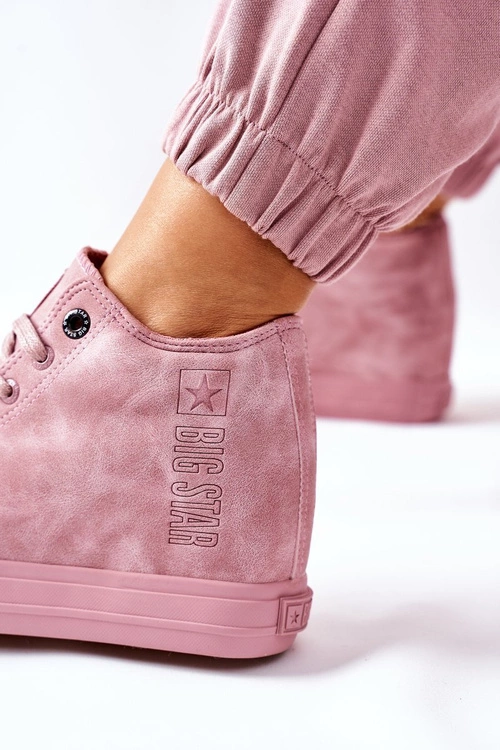 Skórzane Trampki Na Koturnie Big Star II274092 Różowe