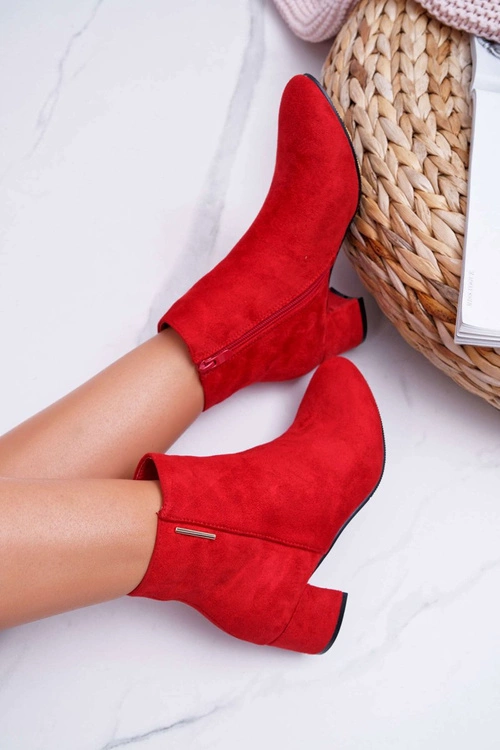 Damskie Botki Ocieplane Czerwone Fiorelli