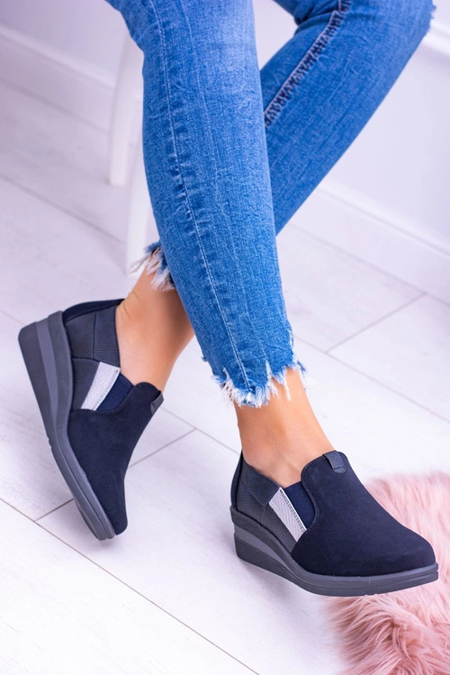 Sergio Leone Granatowe Półbuty na Platformie Sedici