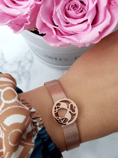 Damska Bransoleta Z Flamingami Różowe Złoto Salina