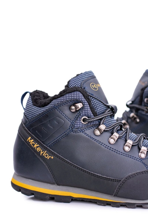 Granatowe Męskie Buty Trekkingowe Ocieplane Polarem Reflex