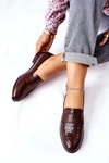 Lakierowane Mokasyny W Zwierzęcy Wzór Brązowe Lenie