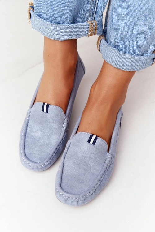 Damskie Zamszowe Mokasyny Niebieskie San Marino