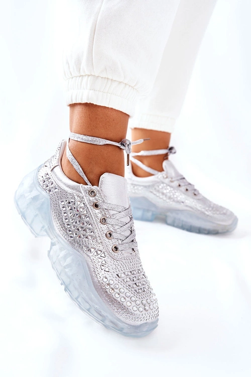 Sportowe Buty Z Cyrkoniami Lu Boo Srebrne