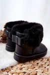 Skórzane Dziecięce Botki Śniegowce Z Futerkiem Czarne Madie