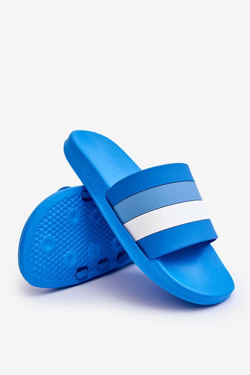 Męskie Klapki W Paski Niebieskie Vision