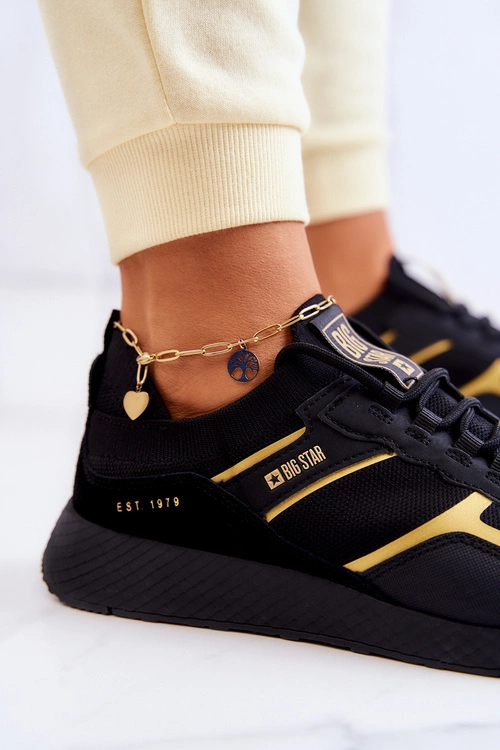 Damskie Sneakersy Big Star JJ274A195 Czarno-Złote