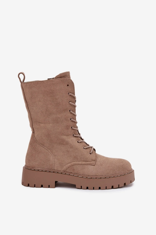 Botki Workery Damskie Ocieplane Khaki Marvielle