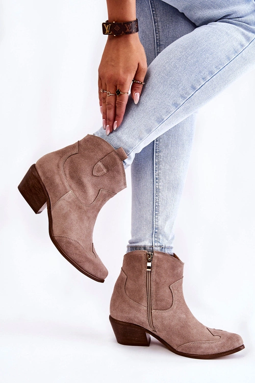 Damskie Botki W Szpic Lewski Shoes 3236 Cappucino