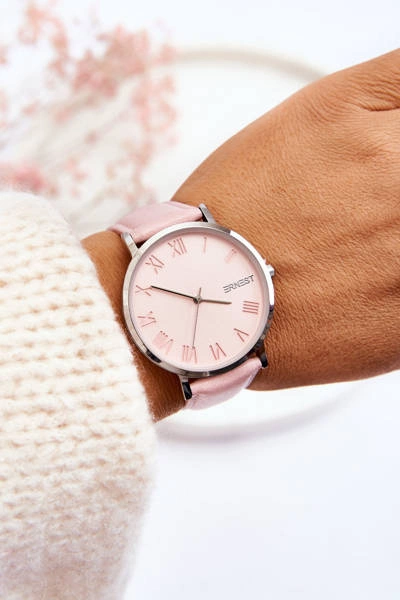 Damski Analogowy Zegarek Na Pasku ERNEST Różowy