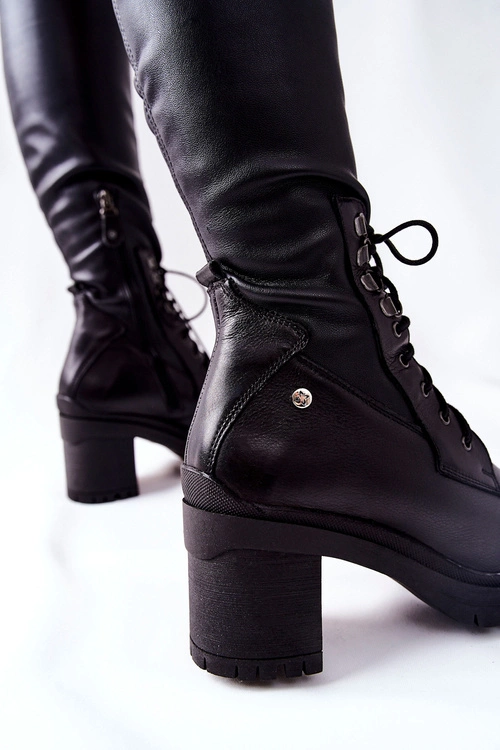 Kozaki Damskie Wiązane Maciejka Czarne 04782-01