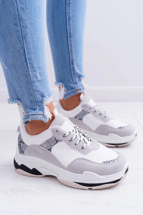 Sportowe Damskie Buty Gruba Podeszwa Białe Remember