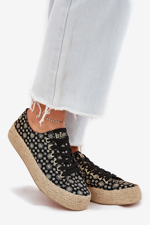 Wzorzyste Trampki Damskie Na Platformie Z Plecionką Lee Cooper LCW-25-08-3647L Czarne