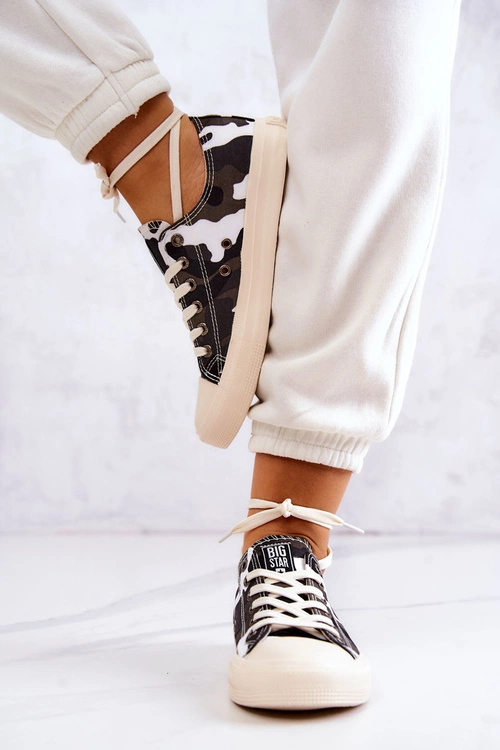 Damskie Materiałowe Trampki Moro BIG STAR JJ274237 Biało-Szare