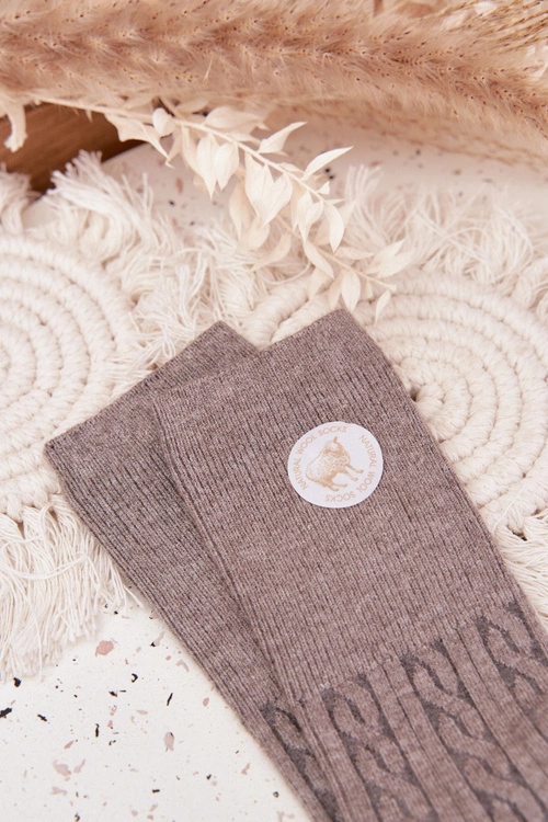 Długie Wełniane Skarpetki Damskie Szare