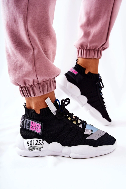 Damskie Sportowe Buty Sneakersy Czarne Bubble Tea