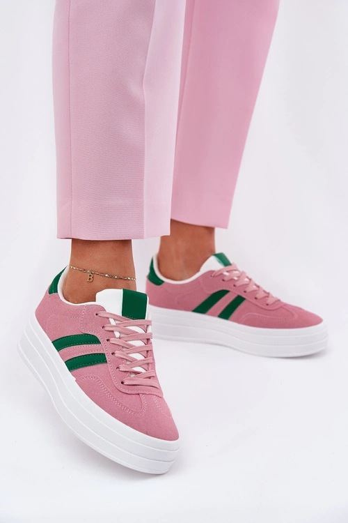 Stylowe Sneakersy Damskie Na Platformie Różowe Silavia