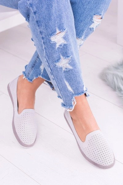 Damskie Ażurowe Szare Balerinki Eparo