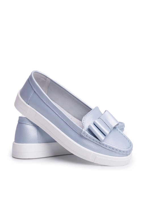 Mokasyny Damskie Skórzane Niebieskie Lovren