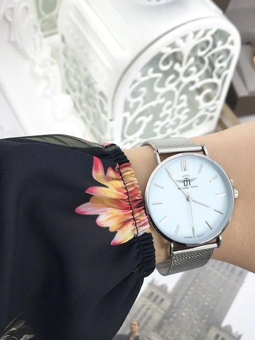 Damski Zegarek Michael John Florence Srebrno Błękitny 40mm