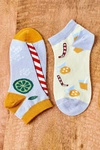 Skarpetki Stopki Nie Do Pary Z Drinkiem I Słomką Żółto-Szare