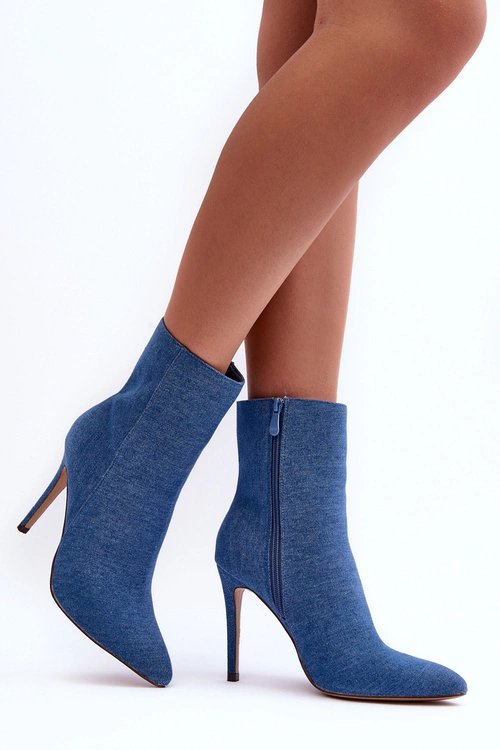 Jeansowe Botki Na Szpilce Niebieskie Eberpia