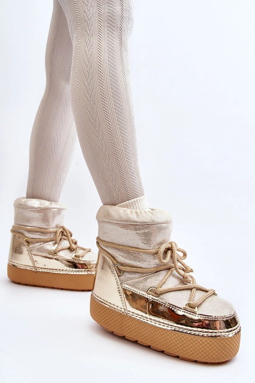 Damskie Śniegowce Z Wiązaniem Złote Toolsa