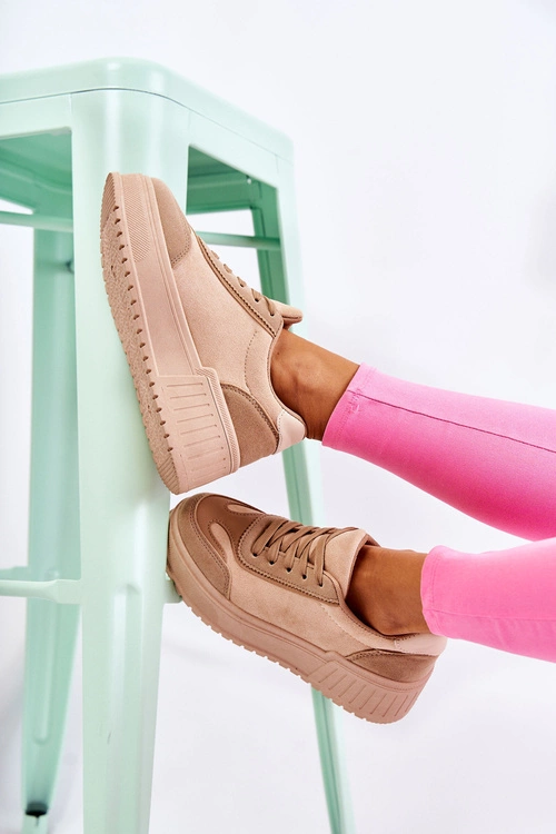 Damskie Zamszowe Buty Sportowe Beżowe Segurro