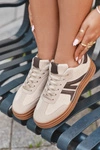 Sztruksowe Sneakersy Damskie Na Platformie Beżowe Corynelle
