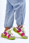 Damskie Modne Buty Sportowe Sznurowane Zielono-Różowe Chillout!