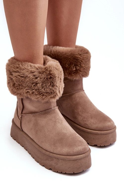 Damskie Śniegowce Z Futerkiem Beżowe Rainsa