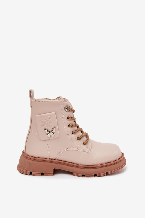 Ocieplane Botki Dziecięce Na Zamek Beżowe Alverina