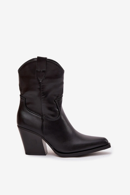 Botki Kowbojki Damskie Eko Skórzane Na Słupku Czarne Sorelia