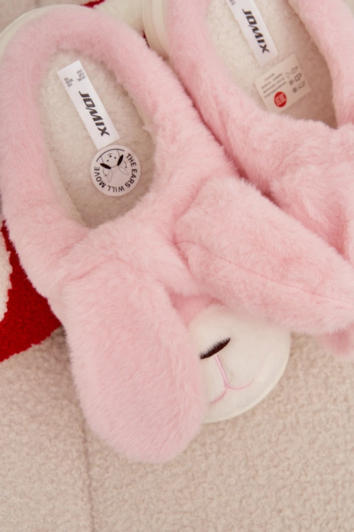 Futrzane Kapcie Damskie Króliczki Różowe Faylen