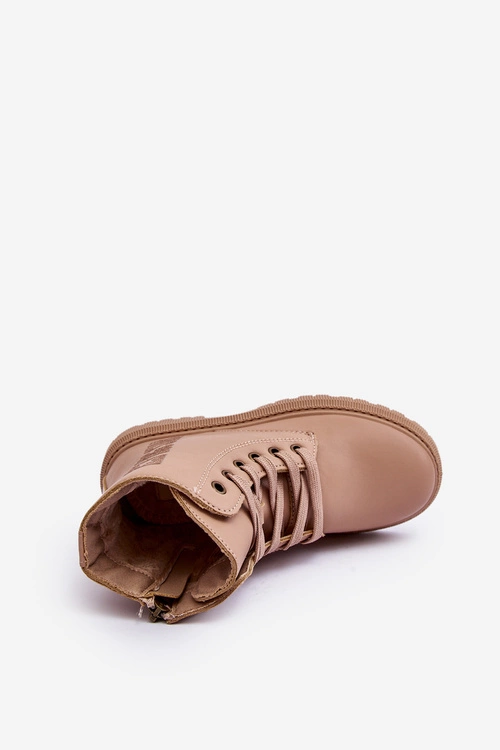 Skórzane Botki Dziecięce Ocieplane Big Star MM374154 Beżowe