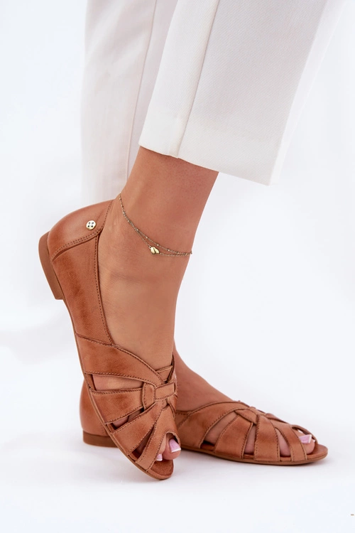 Skórzane Baleriny Z Odkrytymi Palcami Maciejka 06908-29/001-1 Brązowe