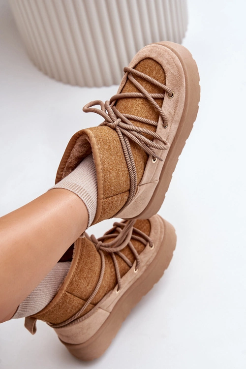 Śniegowce Z Wiązaniem Na Platformie Brązowe Mavora