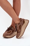 Skórzane Sneakersy Na Platformie Damskie Big Star SS274626 HI-POLY SYSTEM Camel