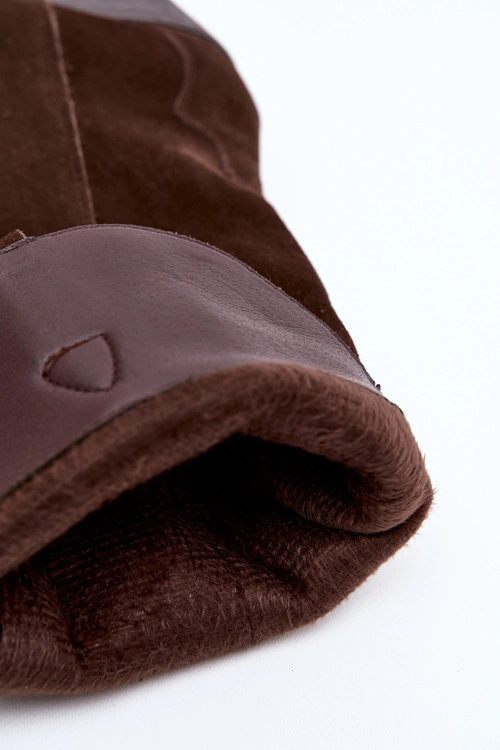 Skórzane Zamszowe Kozaki Kowbojki Damskie Ocieplane Czekoladowe Urselle