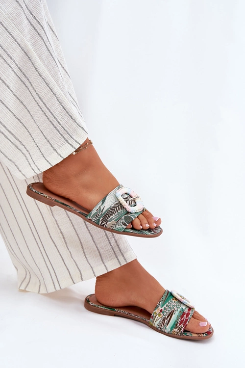 Płaskie Klapki Damskie Z Ozdobną Klamrą Multikolor Clariola