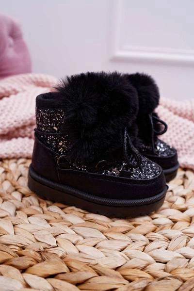 Dziecięce Botki Śniegowce Z Futerkiem Czarne Minnie Mouse