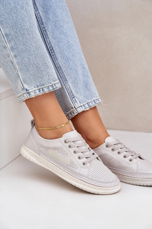 Damskie Skórzane Tenisówki Szare Cloesa