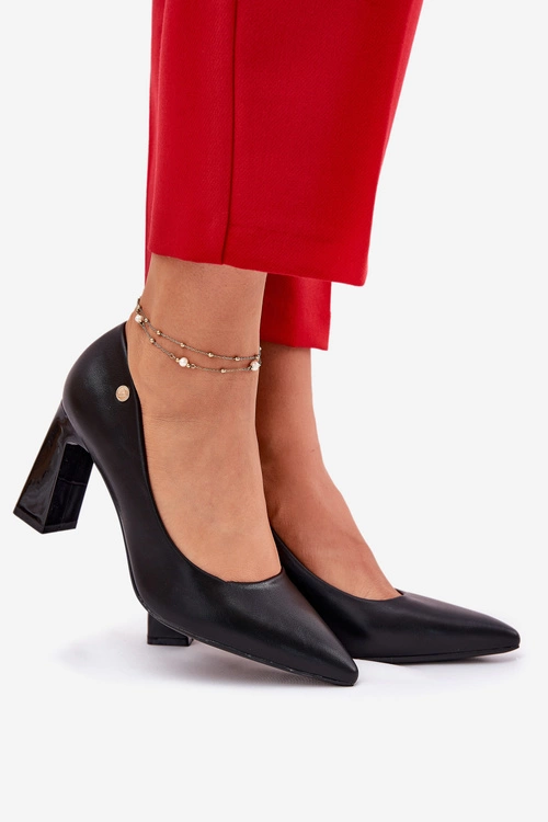 Eleganckie Czółenka Na Słupkowym Obcasie Vinceza 62221 Czarne
