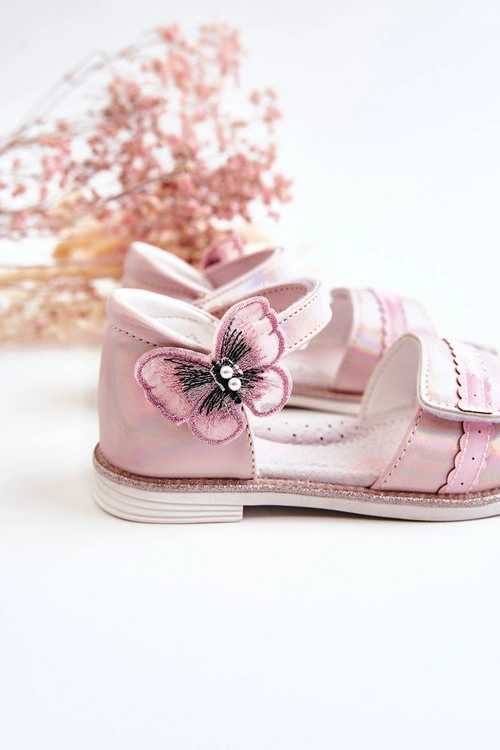 Dziecięce Sandały Z Motylkiem Różowe Nicoll