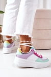 Sportowe Buty Sneakersy Na Platformie Biało-Fioletowe Freedom