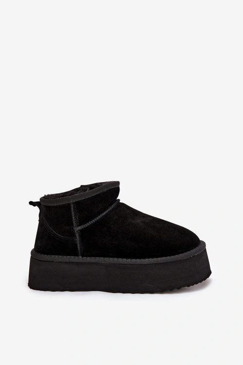 Śniegowce Damskie Z Naturalnego Zamszu Czarne Mairene