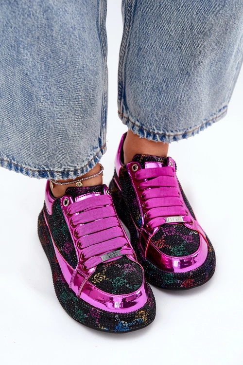 Damskie Zdobione Sneakersy Na Platformie GOE NN2N4006 Czarne