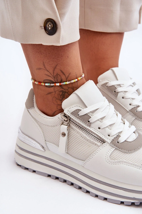 Damskie Buty Sportowe Z Ozdobnym Zamkiem Białe Cairo