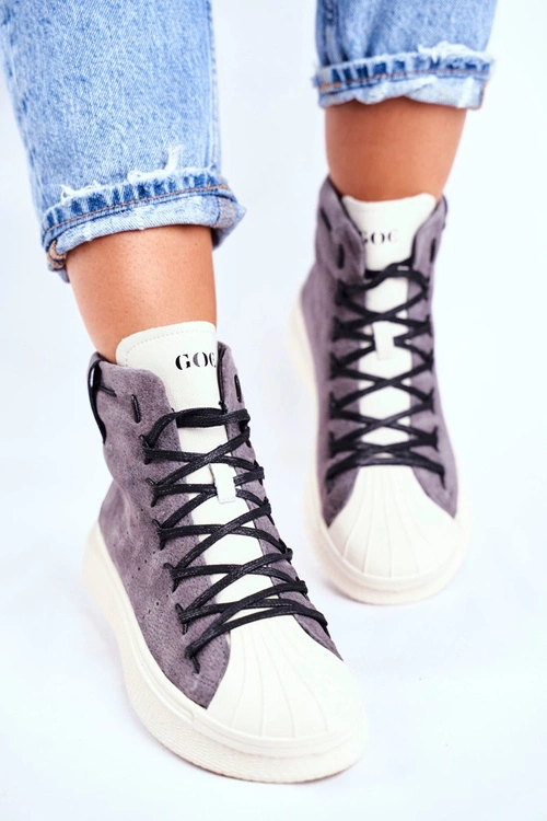 Damskie Sportowe Skórzane Obuwie GOE Szare GG2N3049