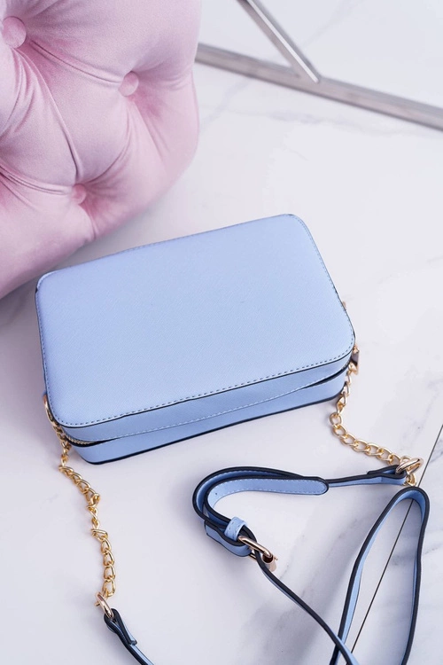 Torebka Damska Na Ramię Ze Złotym Łańcuszkiem Błękitna